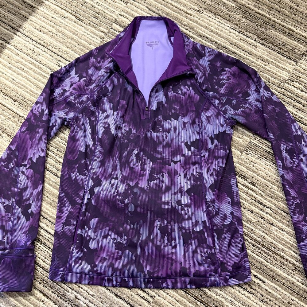 Athleta rainer half zip print long sleeve size large LIKE NEW 983840